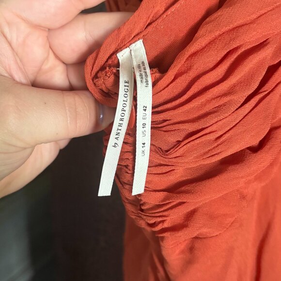 Anthropologie Twist Front Slip Mini Dress Orange Size 10 - Picture 8 of 9
